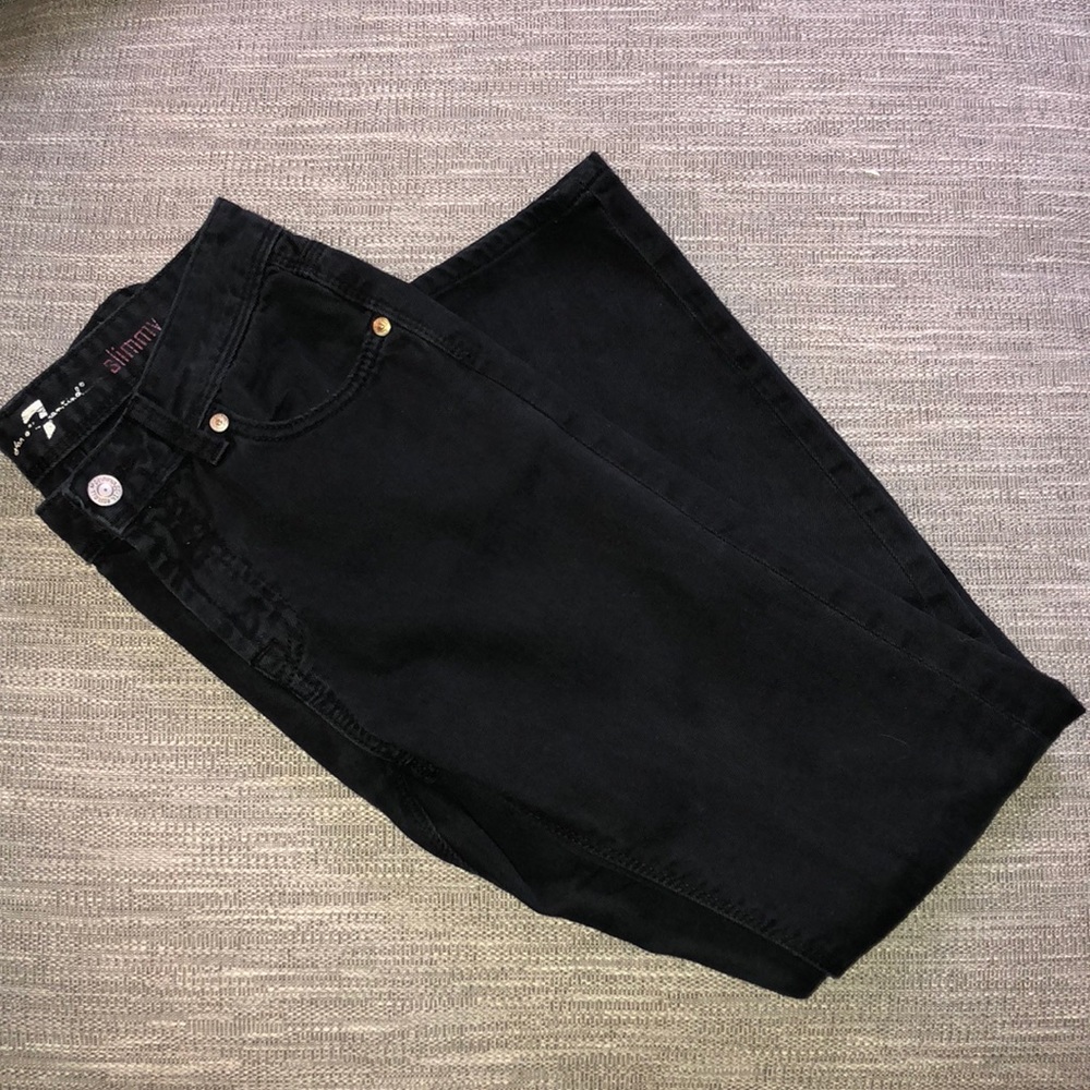 7 for All Mankind black straight leg denim jeans